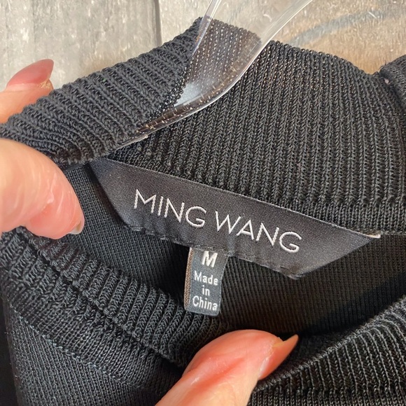 Ming Wang High-Neck Knit Tank in Black Size Medium. - Picture 9 of 13
